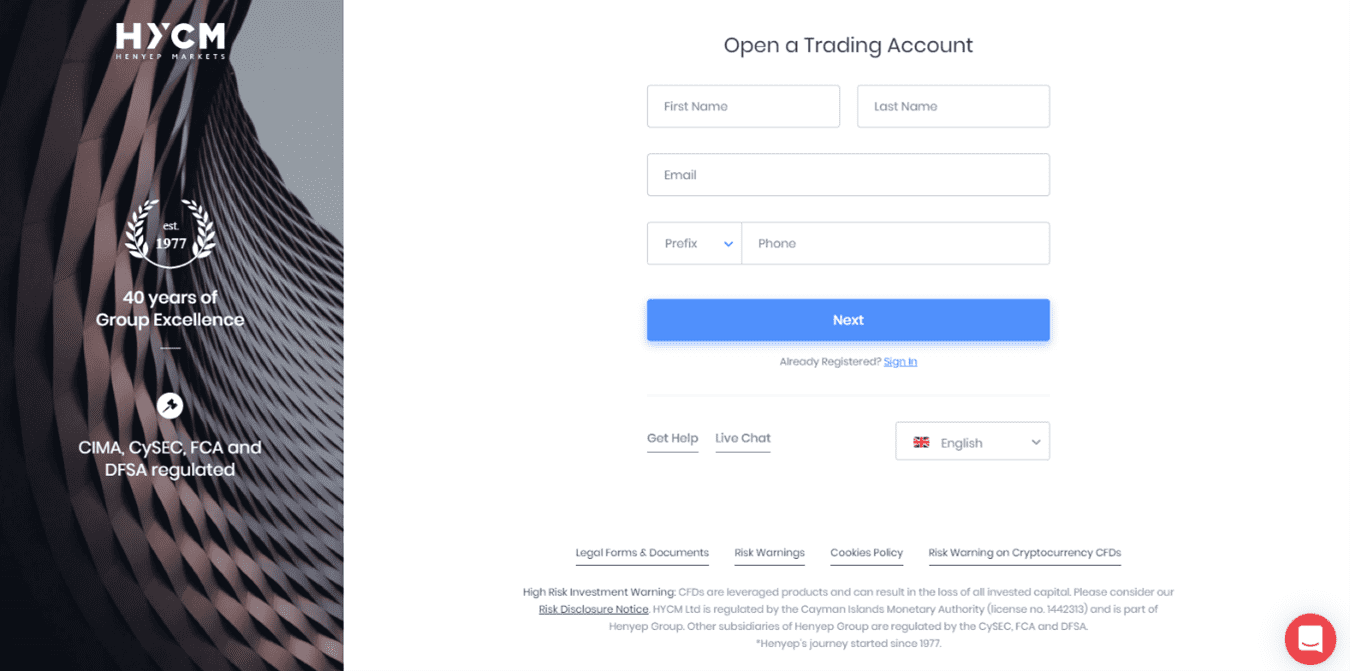 Apertura de Cuenta HYCM
